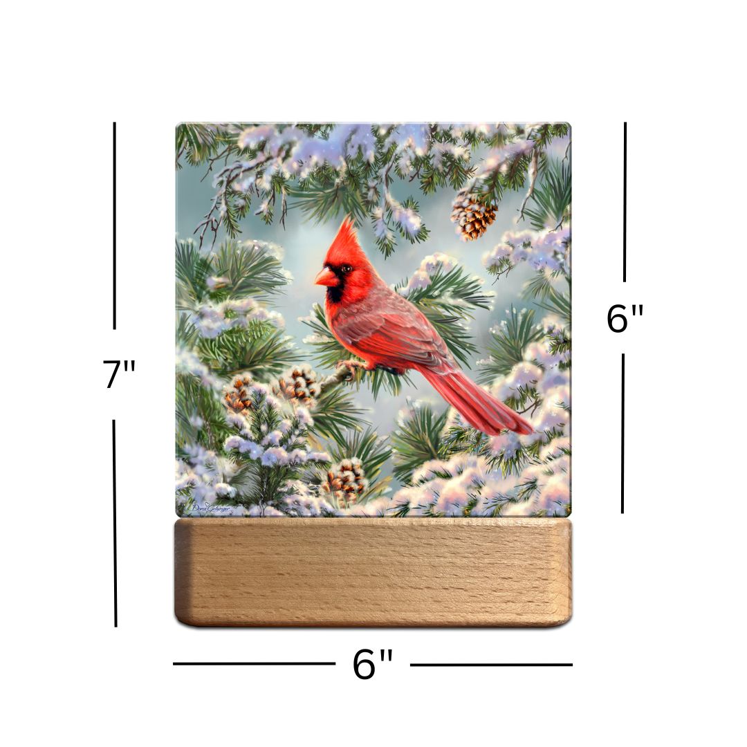 Snowy Pine Cardinal LED Nightlight