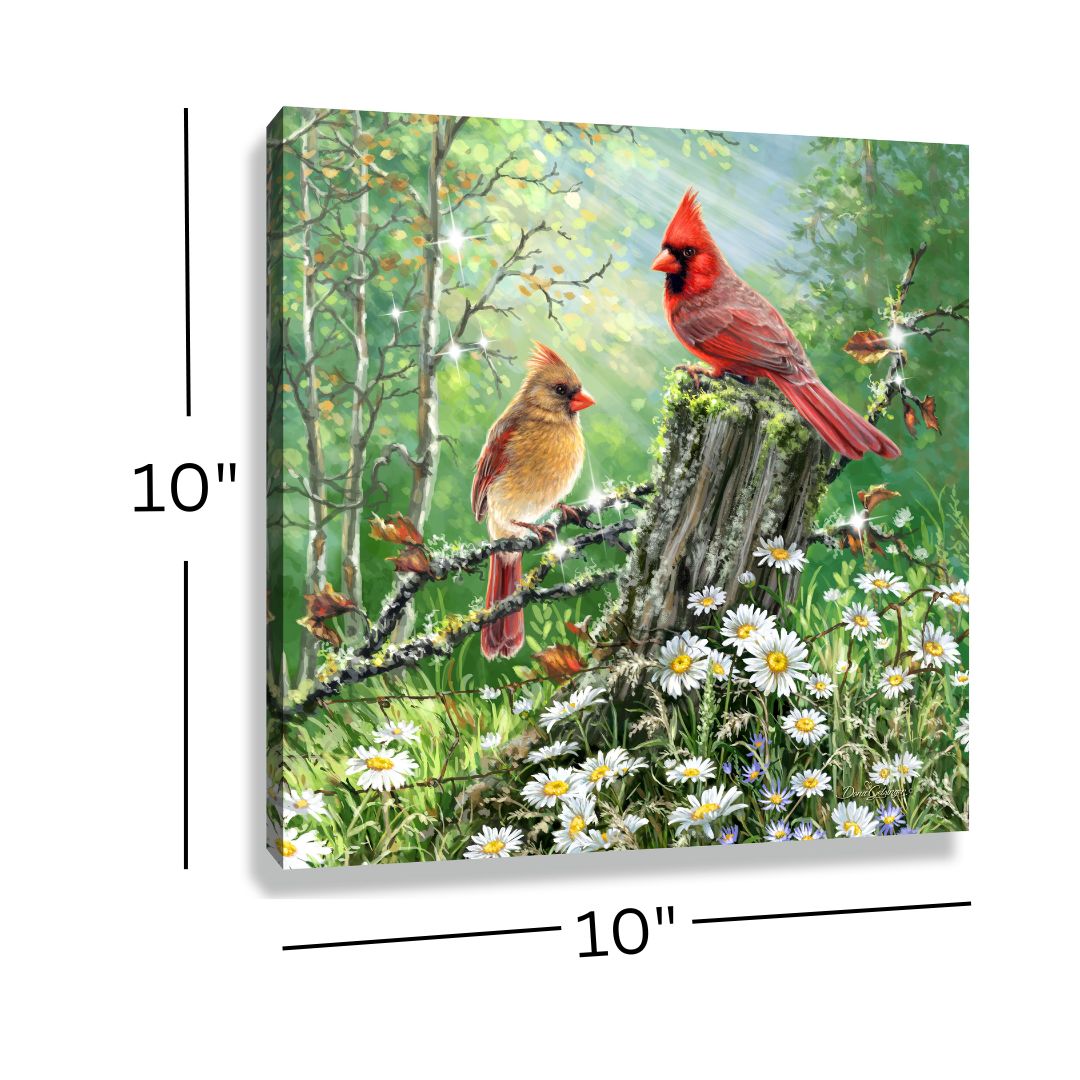 Cardinals In the Meadow Pizazz Print with Dazzling Crystals