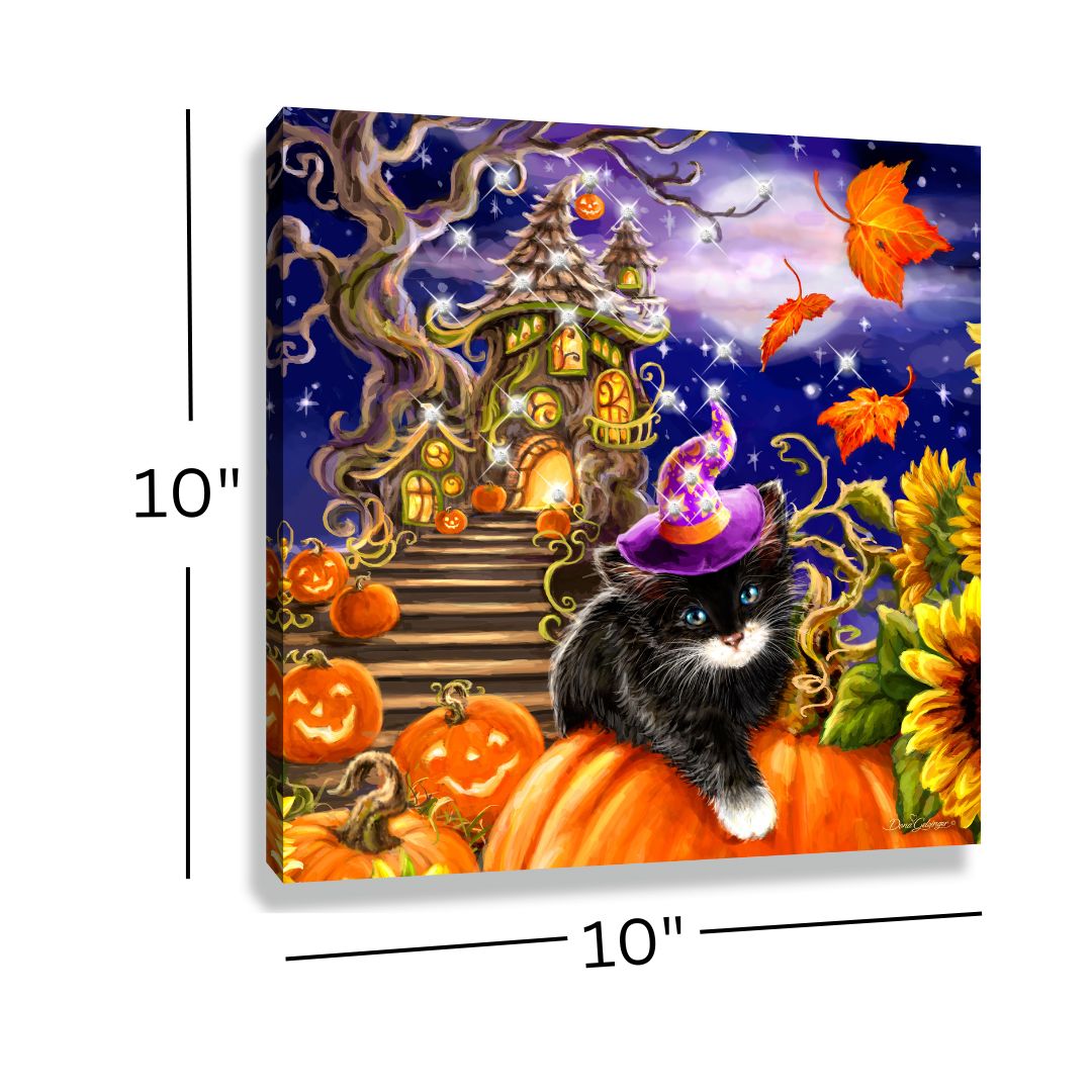 Halloween Kitten Pizazz Print with Dazzling Crystals
