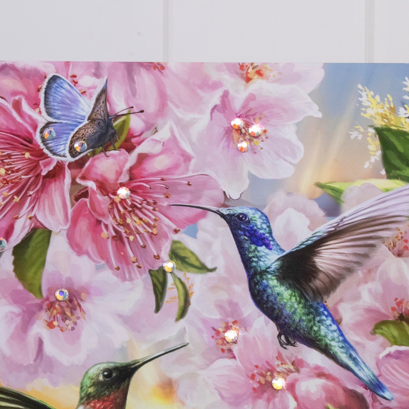 Hummingbird Sunset Pizazz Print with Dazzling Crystals