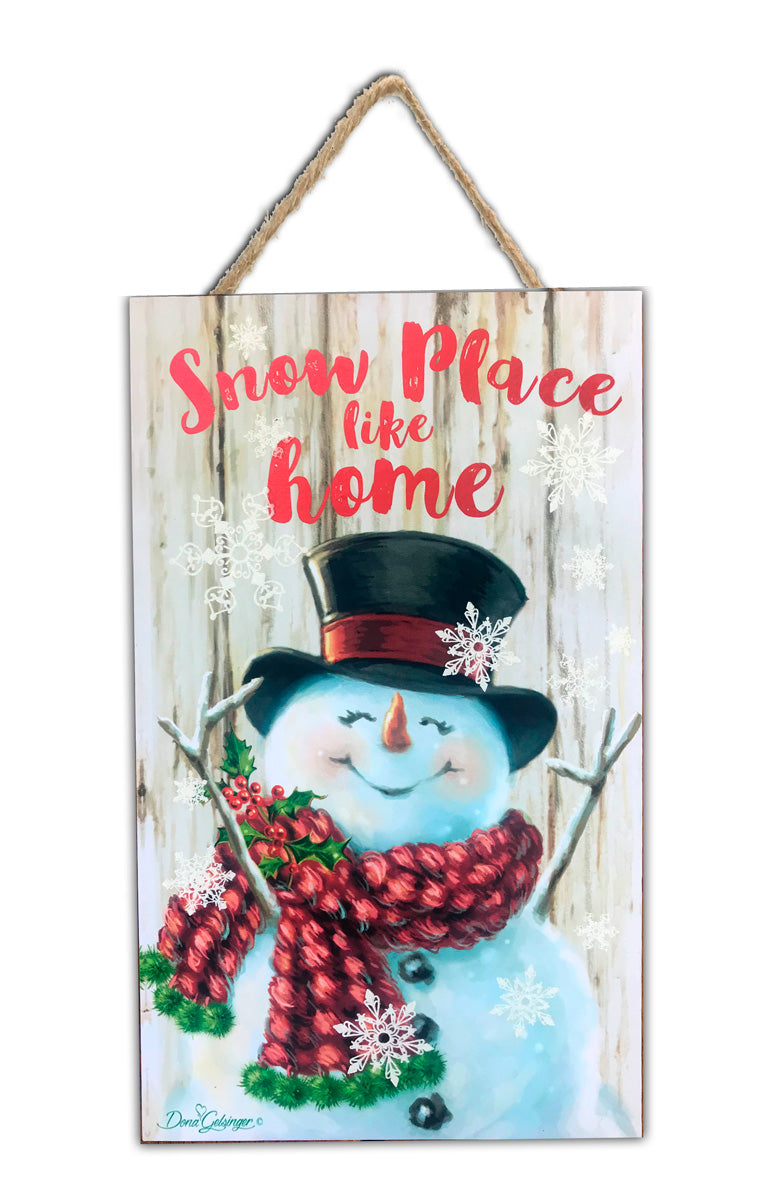 Snow Place Like Home Wooden Sign with Rope Hanger