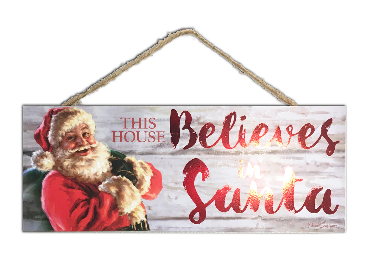 Believe in Santa Wooden Sign with Rope Hanger