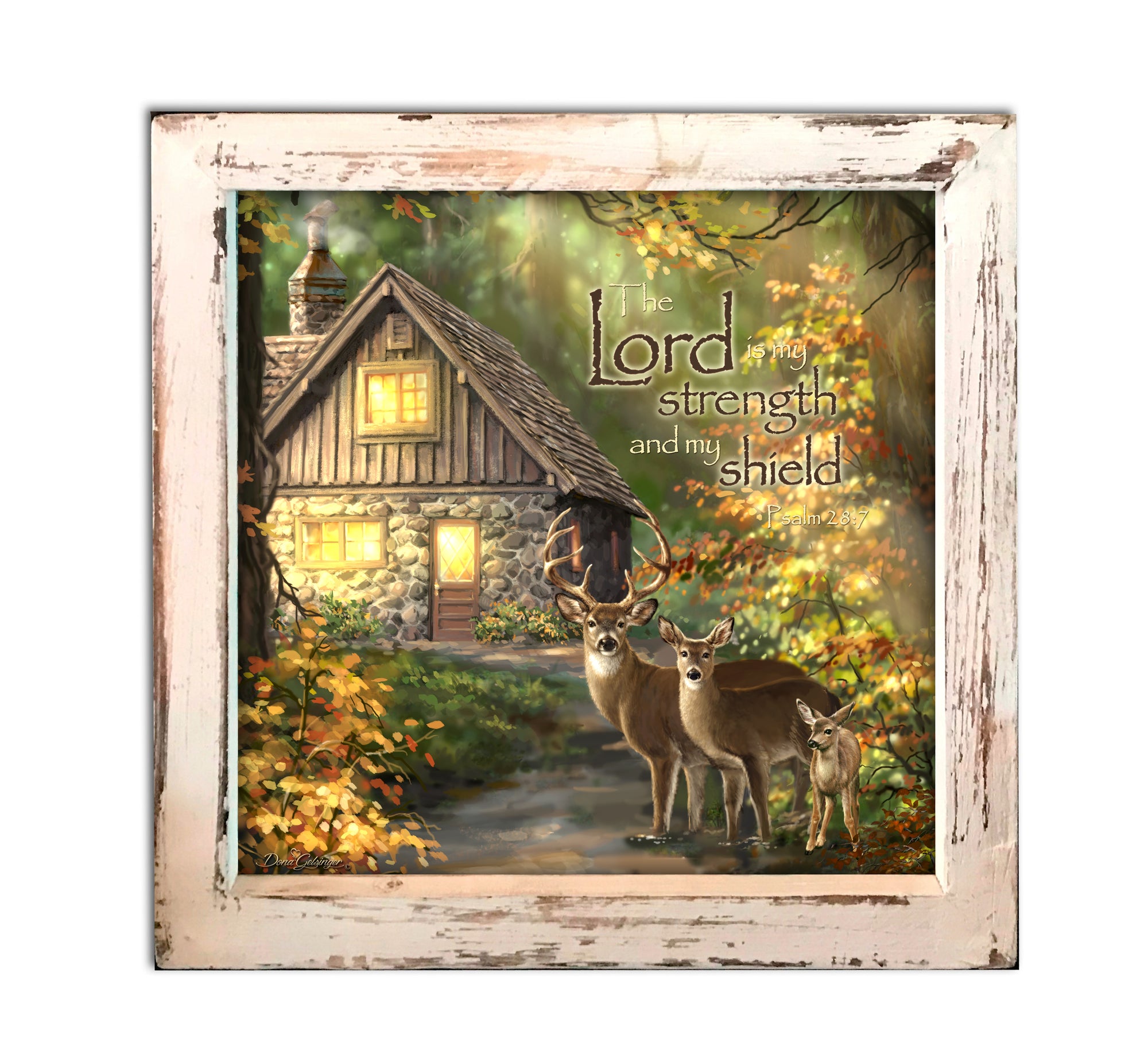 The Lord is My Strength Lighted Shadow Box