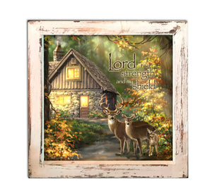 The Lord is My Strength Lighted Shadow Box