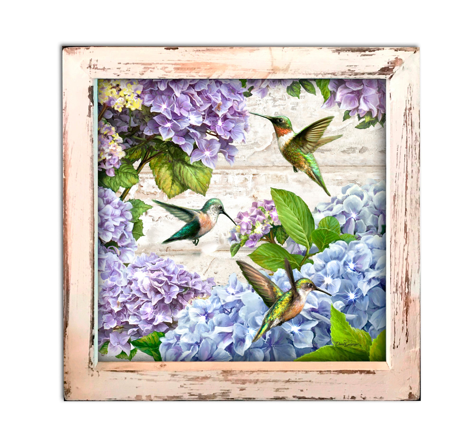 Hummingbirds Lighted Shadow Box