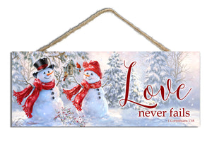 Snow Sweethearts Wooden Sign with Rope Hanger