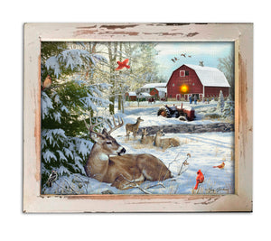 Fresh Snow on the Farm Lighted Shadow Box