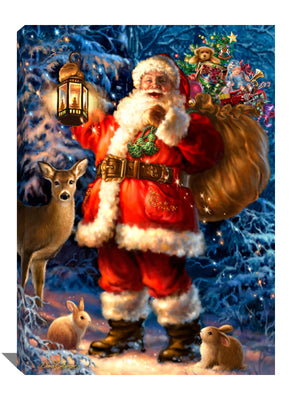 This enchanting masterpiece captures the spirit of the season with a breathtaking portrayal of Santa Claus in the heart of a winter wonderland. Dressed in his iconic red suit, Santa stands tall, his presence commanding attention. With a gentle glow emanating from his lantern, he spreads warmth and light to all who behold him.