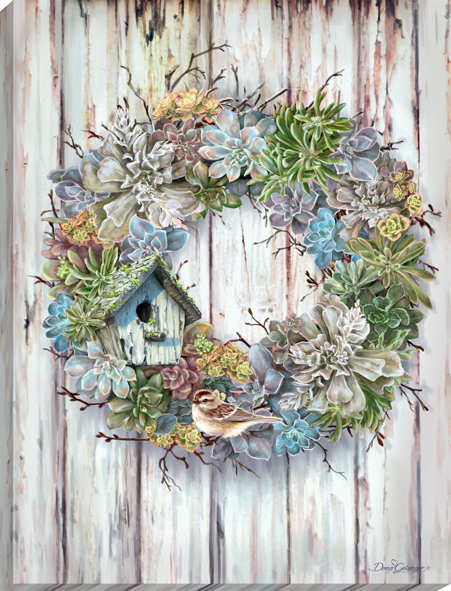Succulent Wreath Canvas Wall Art