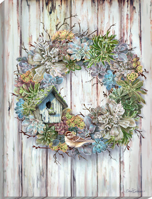 Succulent Wreath Canvas Wall Art