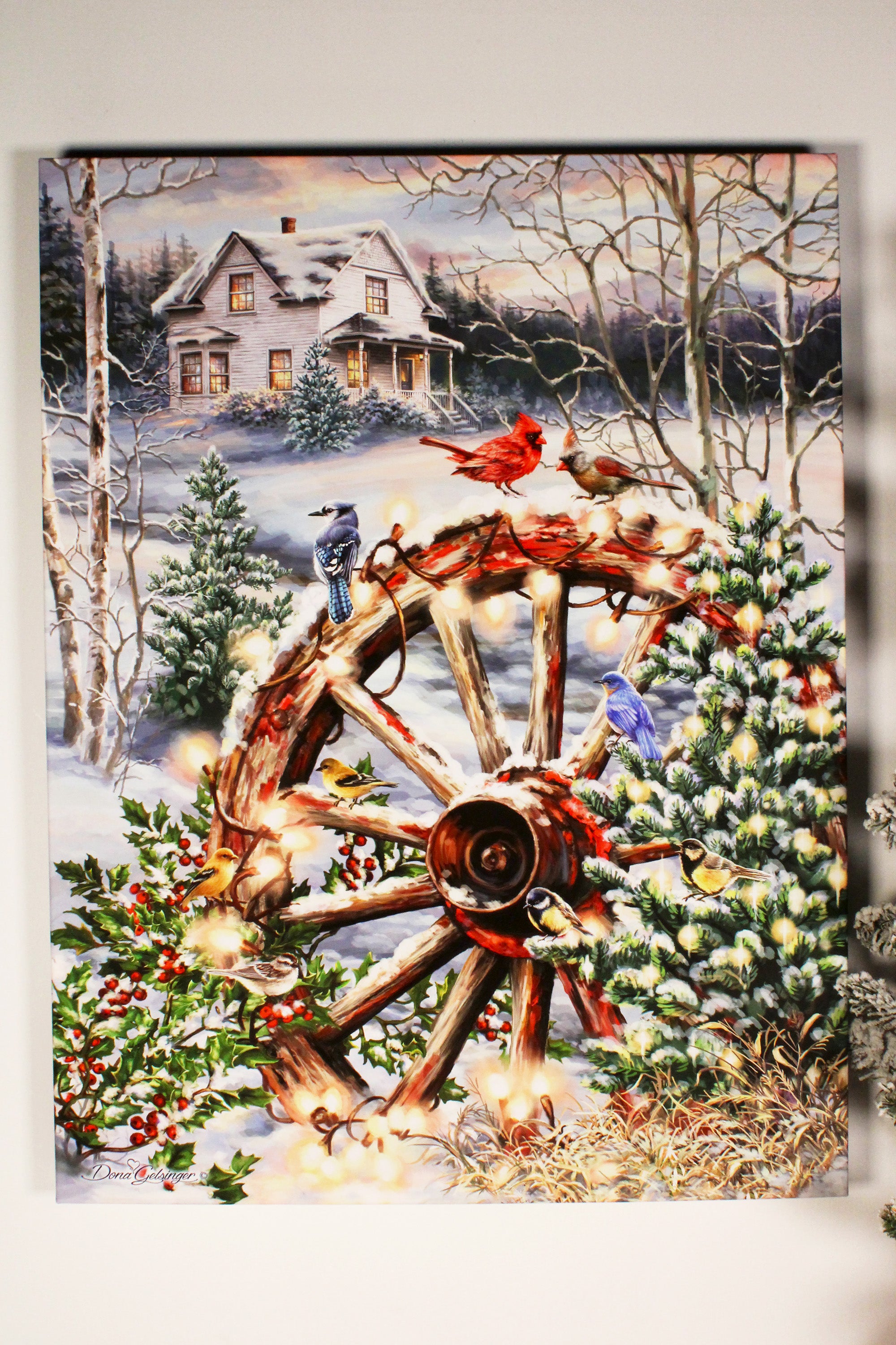 Christmas in the Country 18x24 Fully Illuminated LED Wall Art