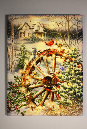 Christmas in the Country 18x24 Fully Illuminated LED Wall Art