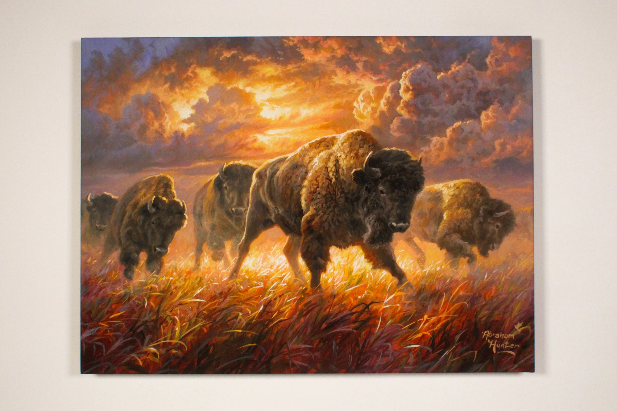 Running Buffalo 18x24 Fully Illuminated LED Wall Art