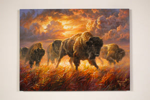 Running Buffalo 18x24 Fully Illuminated LED Wall Art