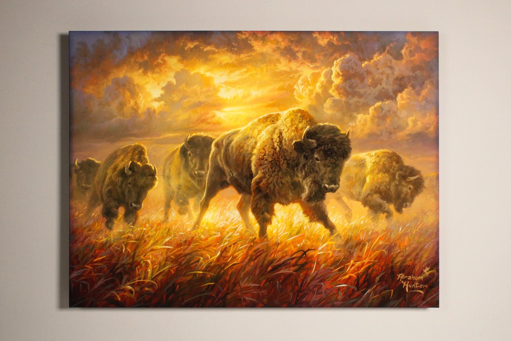 Running Buffalo 18x24 Fully Illuminated LED Wall Art