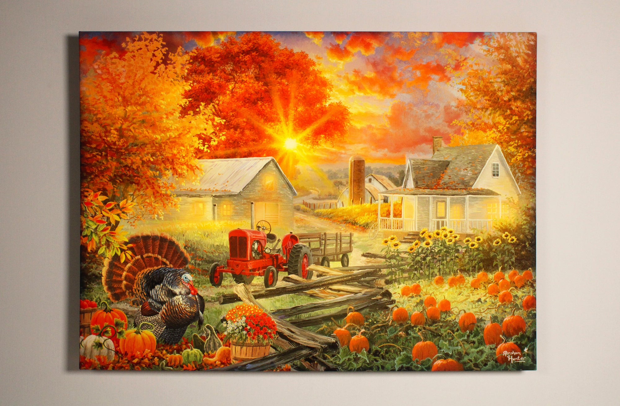 The Pumpkin Harvest 18x24 Fully Illuminated LED Wall Art