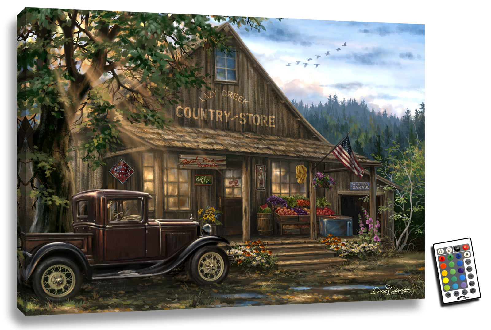 Country Store 18x24 Fully Illuminated LED Art. An old school country store 