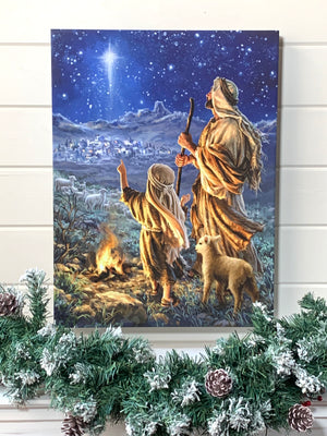 Shepherds Keeping Watch 18x24 Fully Illuminated LED Wall Art