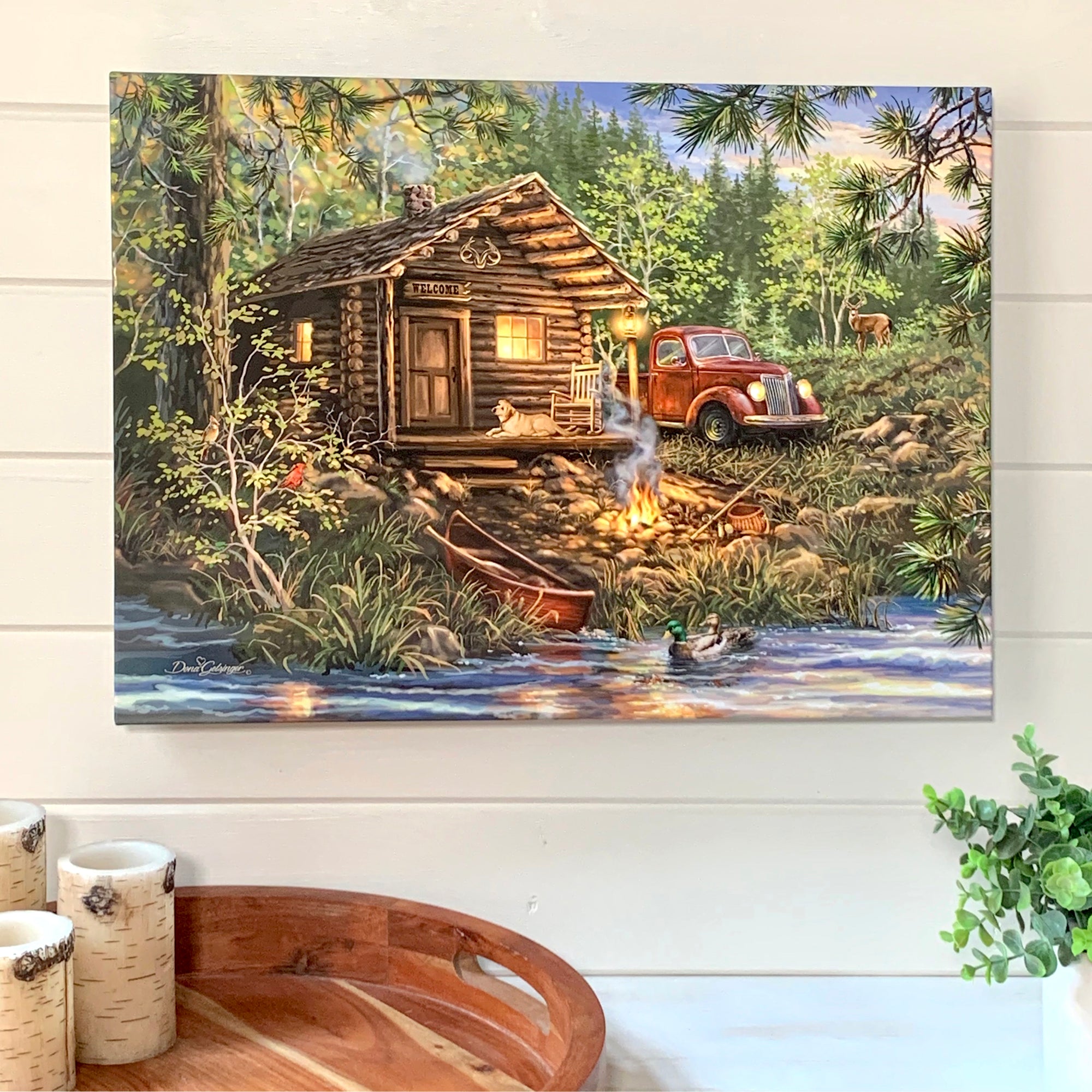 Cabin Life 18x24 Fully Illuminated LED Wall Art