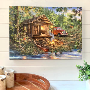 Cabin Life 18x24 Fully Illuminated LED Wall Art