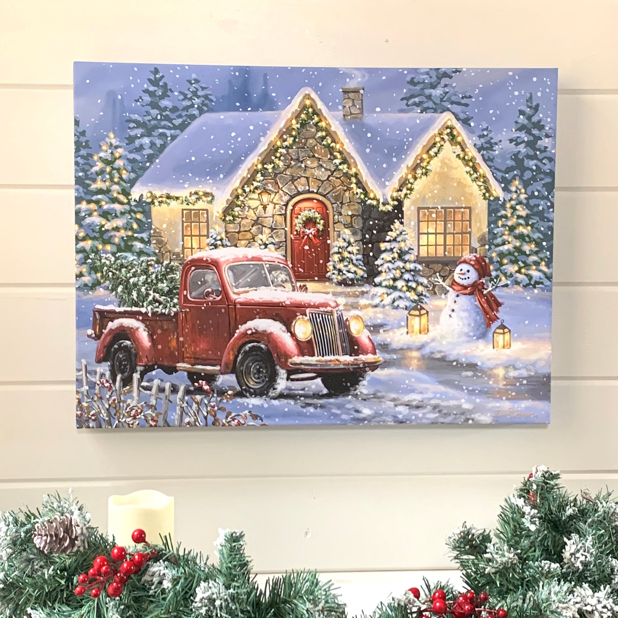 Christmas Light Lane 18x24 Fully Illuminated LED Wall Art
