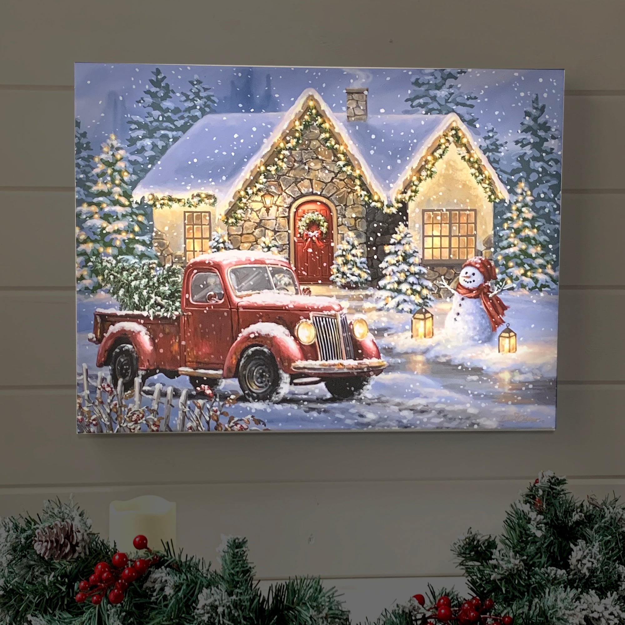 Christmas Light Lane 18x24 Fully Illuminated LED Wall Art