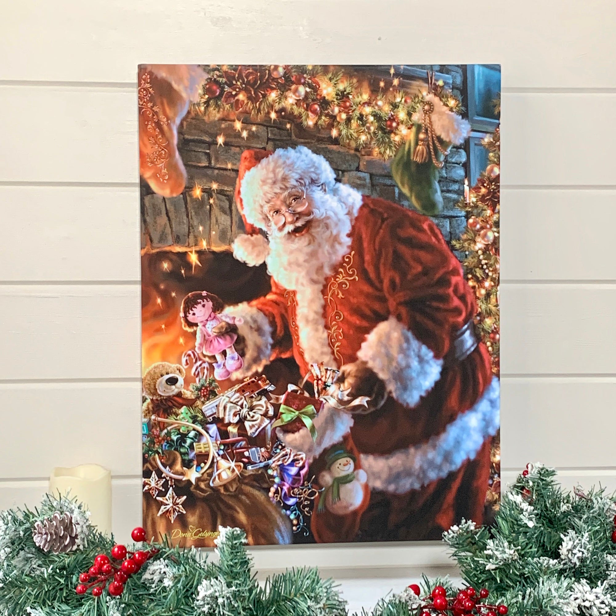 Filling the Stocking 18x24 Fully Illuminated LED Wall Art