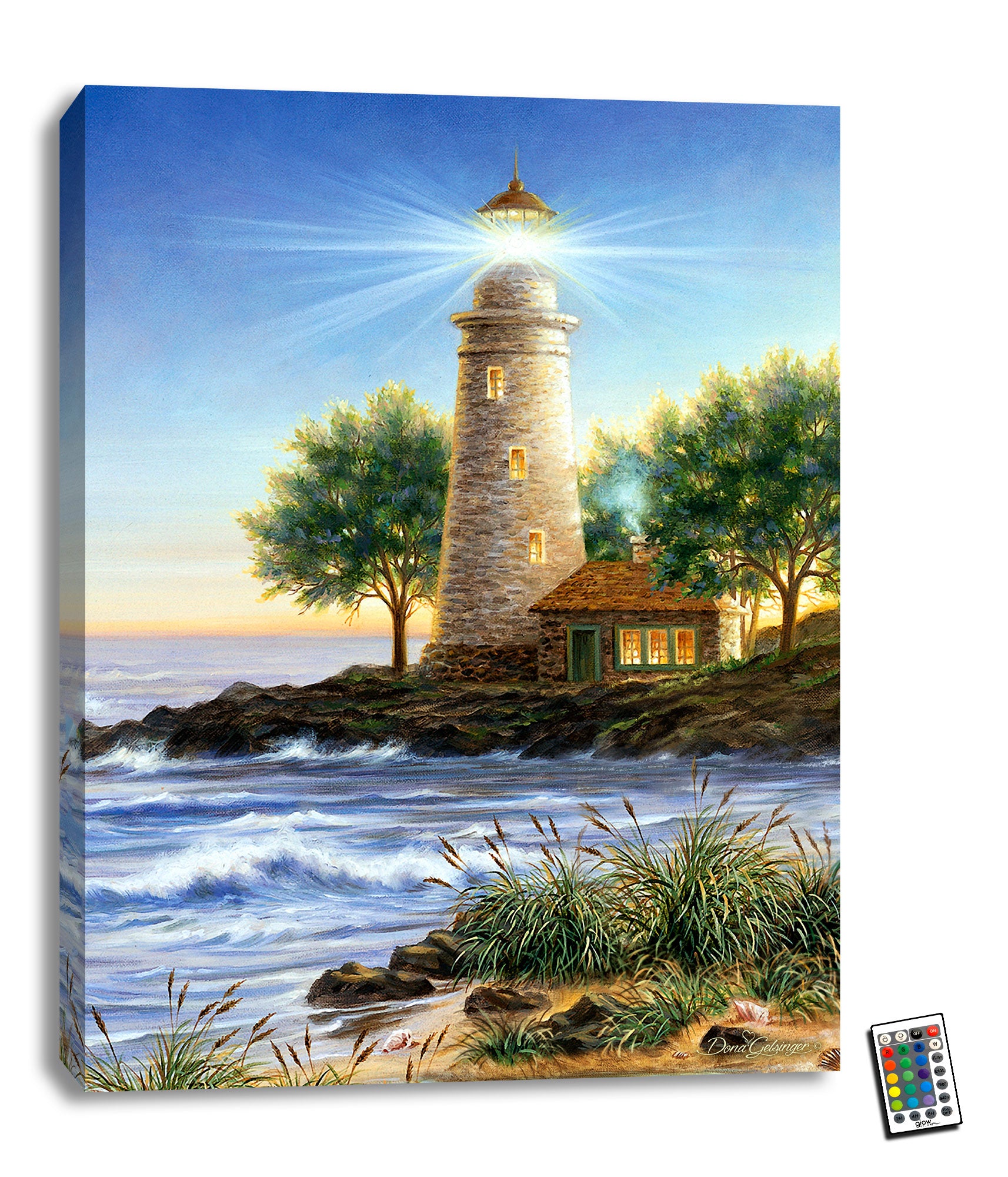 a lighthouse perched upon a rocky peninsula, coupled with the crashing waves below, creates a dynamic and captivating scene