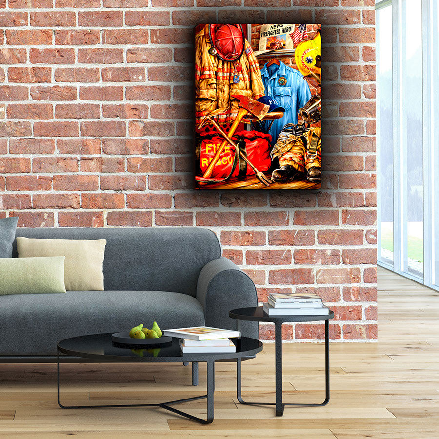 Hometown Hero Firefighter 18x24 Fully Illuminated LED Wall Art