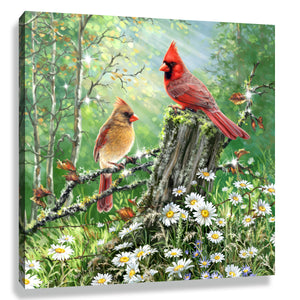 Cardinals In the Meadow Pizazz Print with Dazzling Crystals
