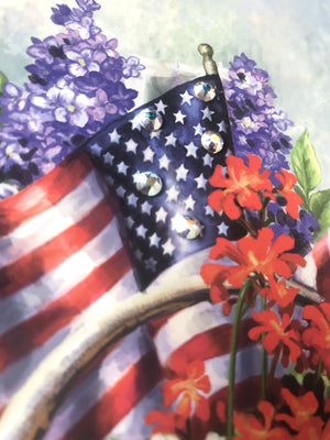 Patriotic Garden Pizazz Print with Dazzling Crystals