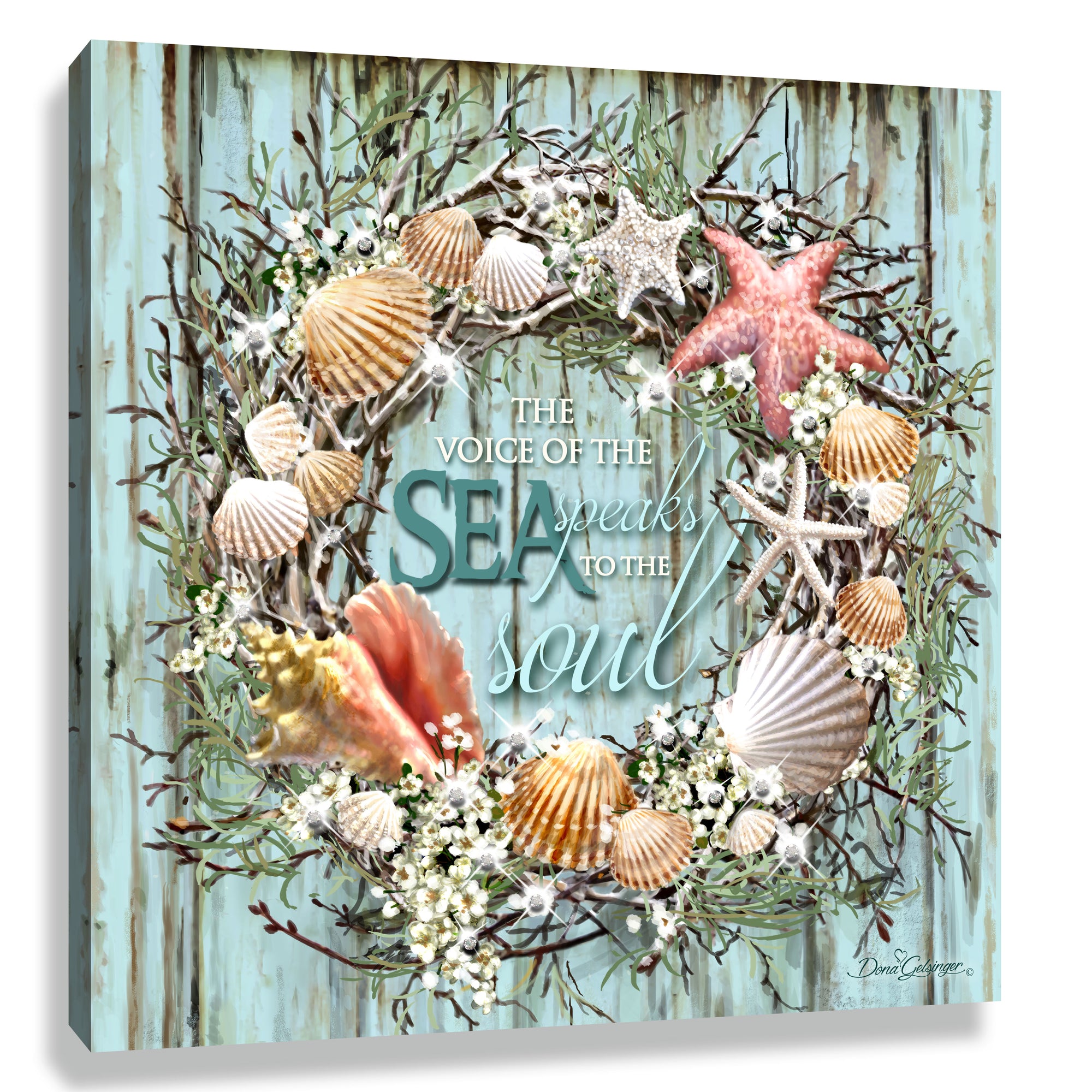 Coastal Wreath Pizazz Print with Dazzling Crystals