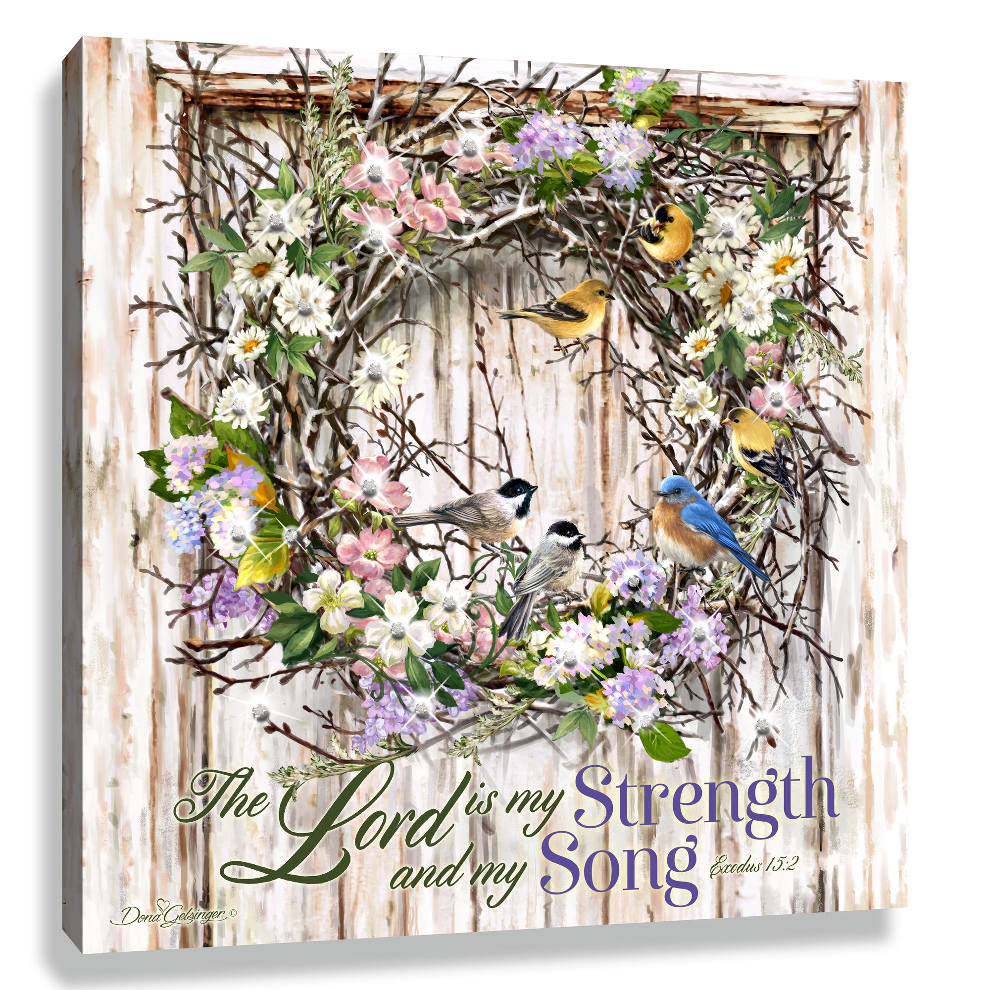 Spring Wreath Pizazz Print with Dazzling Crystals