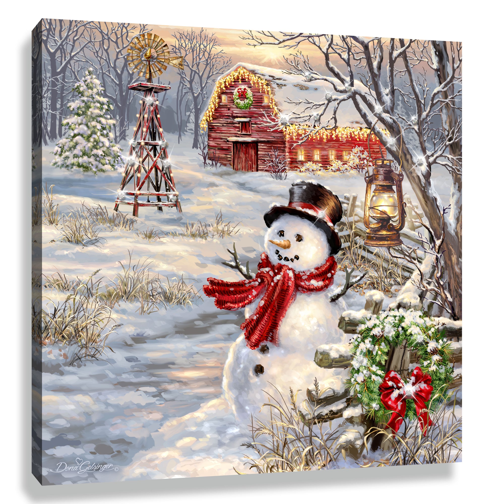 Winter Windmill Pizazz Print with Dazzling Crystals