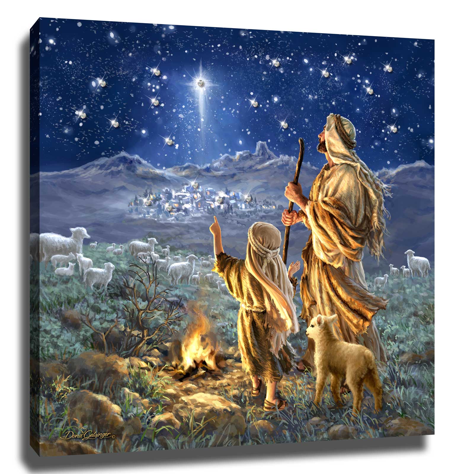 Shepherds Keeping Watch Pizazz Print with Dazzling Crystals