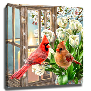 Sweet Cardinals Pizazz Print with Dazzling Crystals