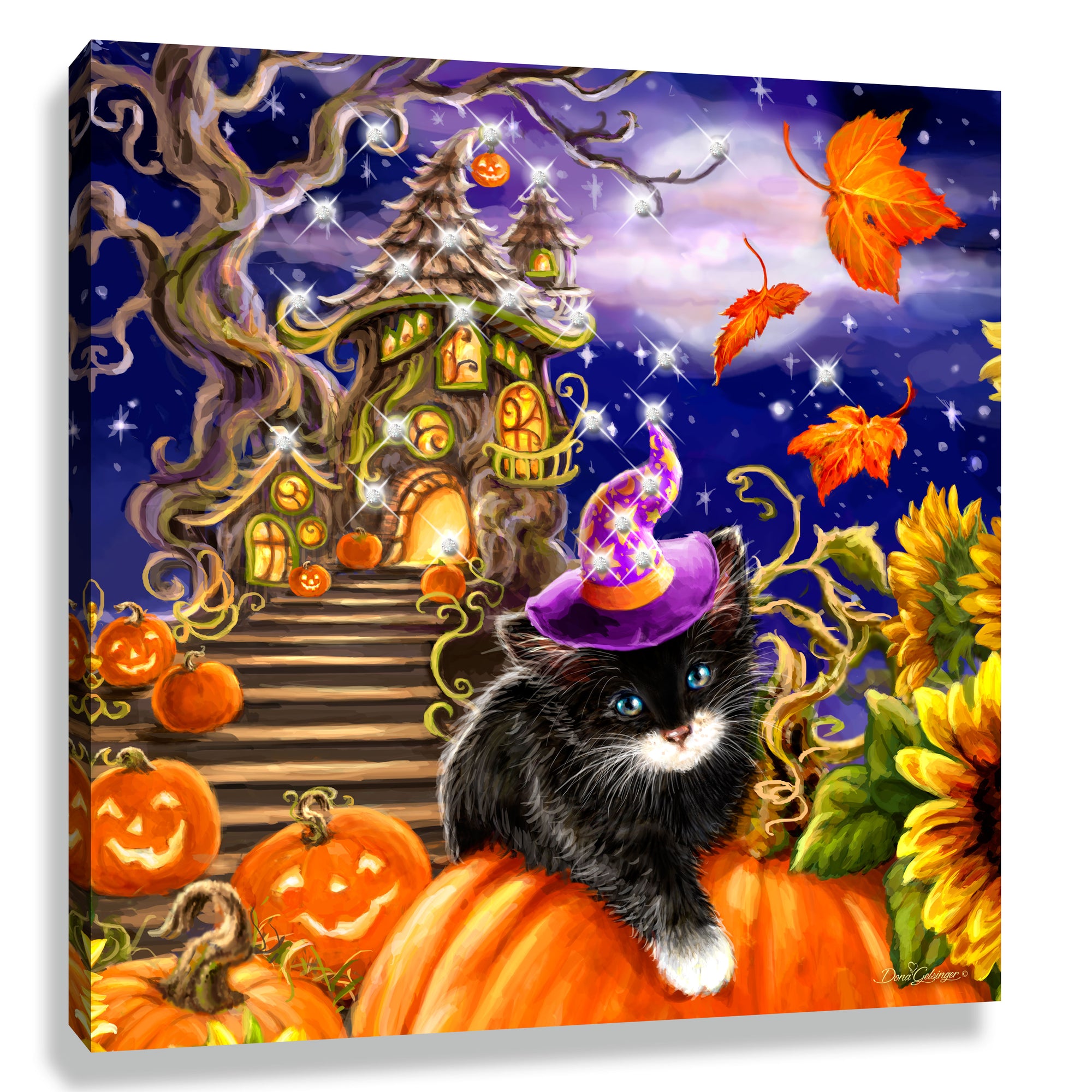 Halloween Kitten Pizazz Print with Dazzling Crystals