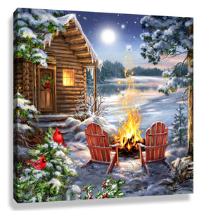 Christmas at the Lake Pizazz Print with Dazzling Crystals