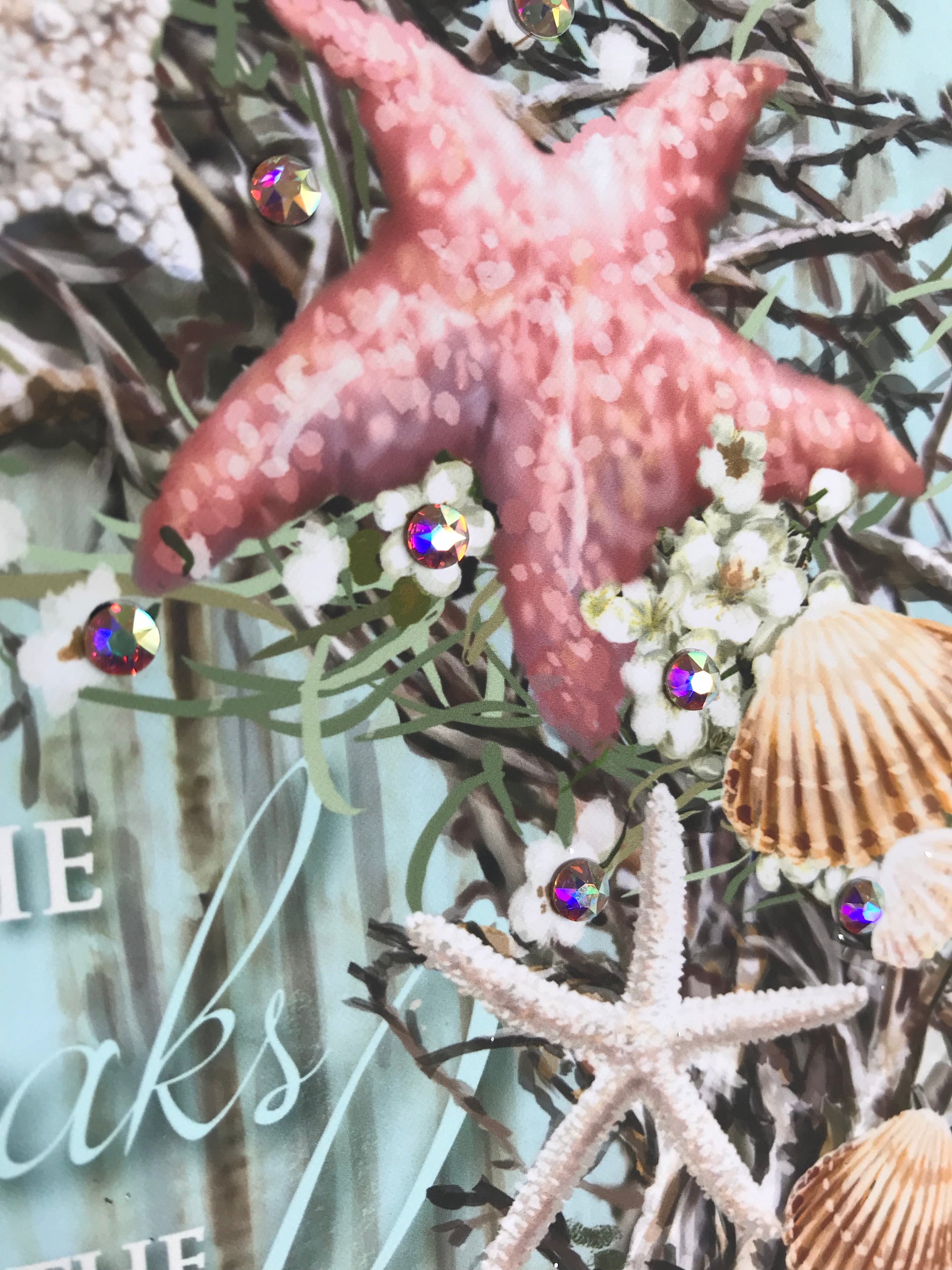 Coastal Wreath Pizazz Print with Dazzling Crystals