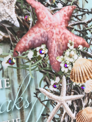Coastal Wreath Pizazz Print with Dazzling Crystals
