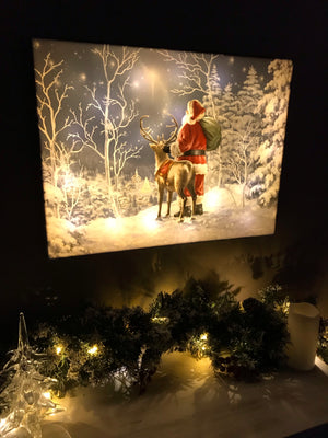 Starry Night Santa 18x24 Fully Illuminated LED Wall Art