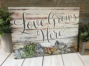 Love Grows Here Canvas Wall Art