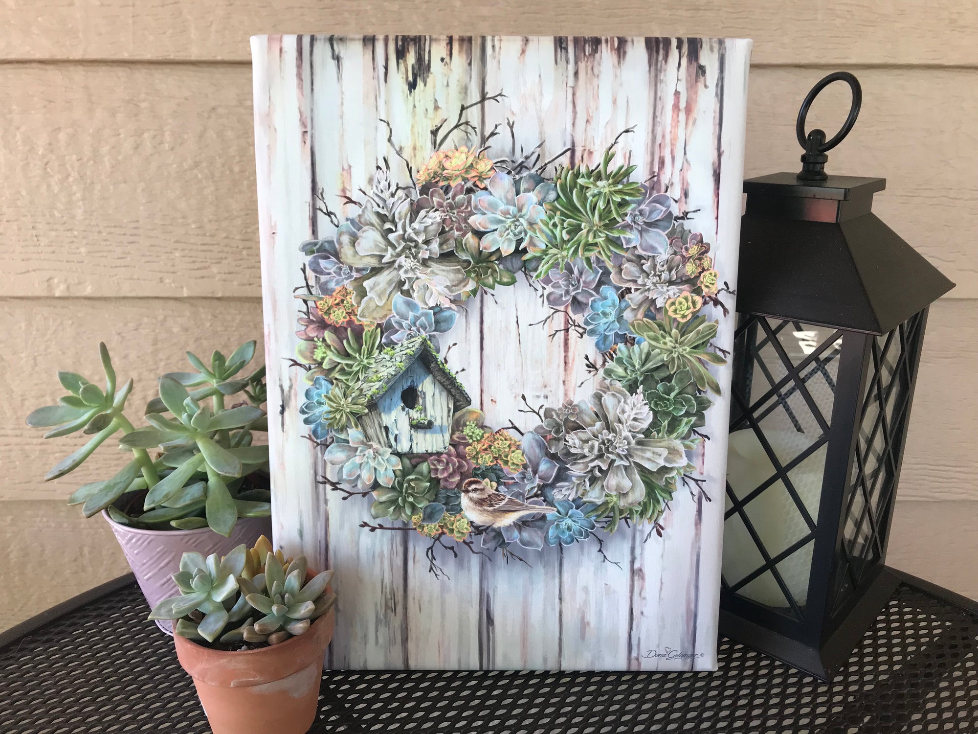 Succulent Wreath Canvas Wall Art
